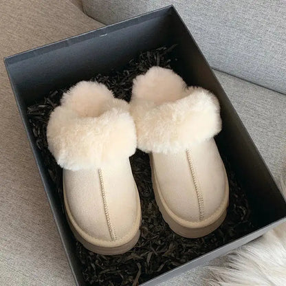 Luxury Fur Women Platform Slippers