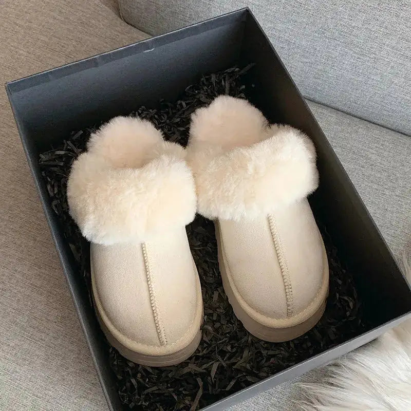 Luxury Fur Women Platform Slippers
