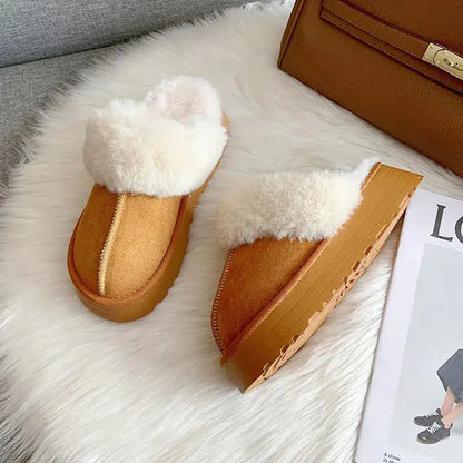 Luxury Fur Women Platform Slippers