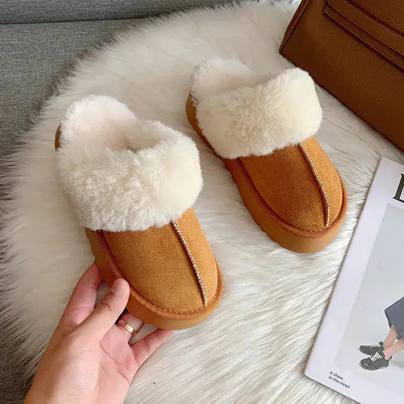 Luxury Fur Women Platform Slippers